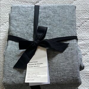 West Elm Gray Duvet Cover Linen